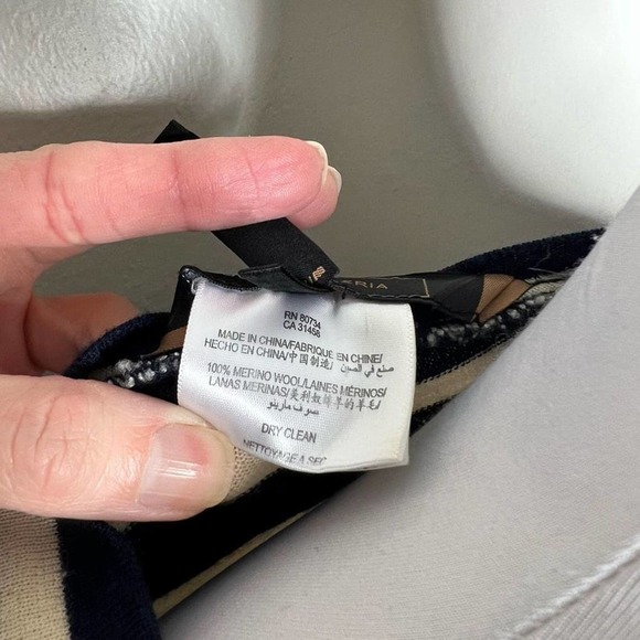 BCBGMaxAzria Sweater XS/SM Oversized Merino Wool Striped Dolman Batwing V-Neck - Picture 6 of 7